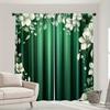 2 Pcs Green Flowers Print Curtains,suitable for Bedroom,living Room Kitchen Decoration,home Decoration,window Decoration