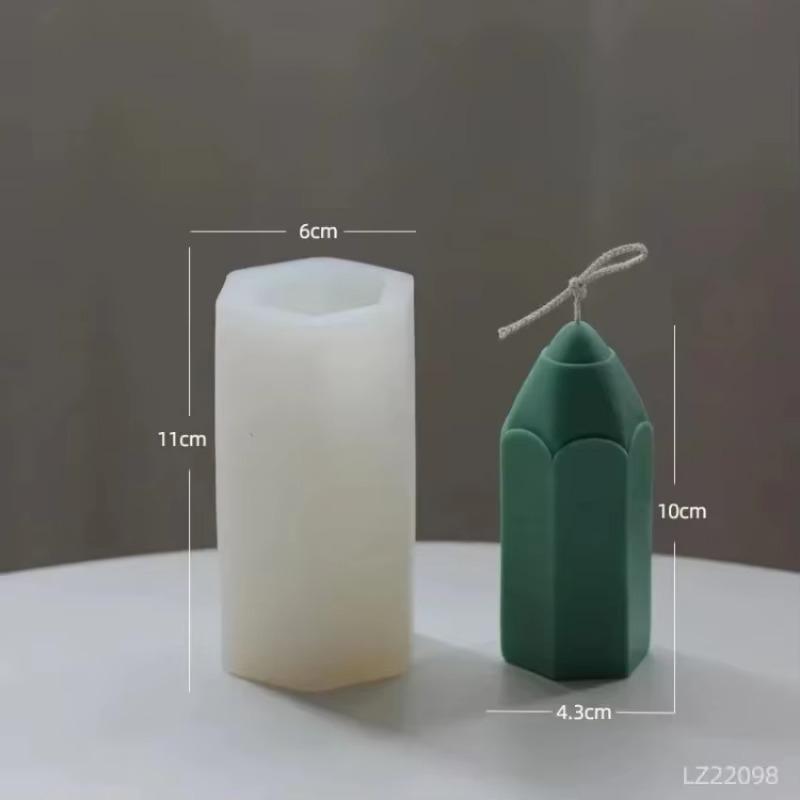 3D Pencil Shaped Silicone Candle Mold DIY Cylindrical Aromatherapy Candle Soap Gypsum Resin Mold