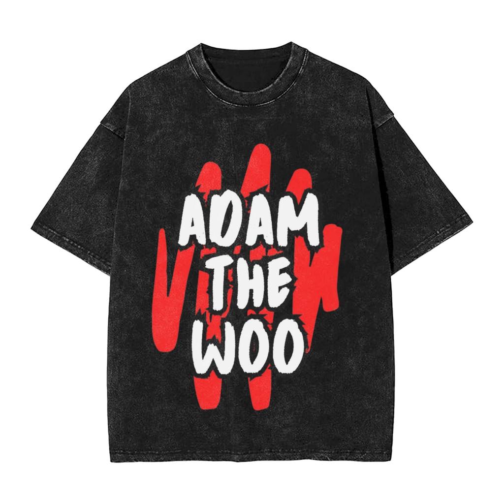 Adam The Woo Washed T Shirt Couple Y2K Retro Cotton T Shirts Summer Breathable Harajuku Tee Shirt Loose Plus Size Clothing