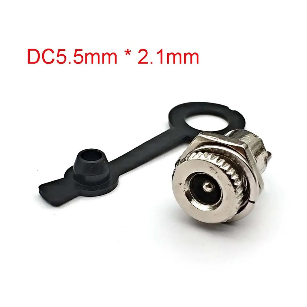 5.5mm X 2.1mm / 5.5 X 2.5mm DC Power Jack Socket Female Panel Mount Connector Metal Panel Mount Interface Plug Wire Terminals