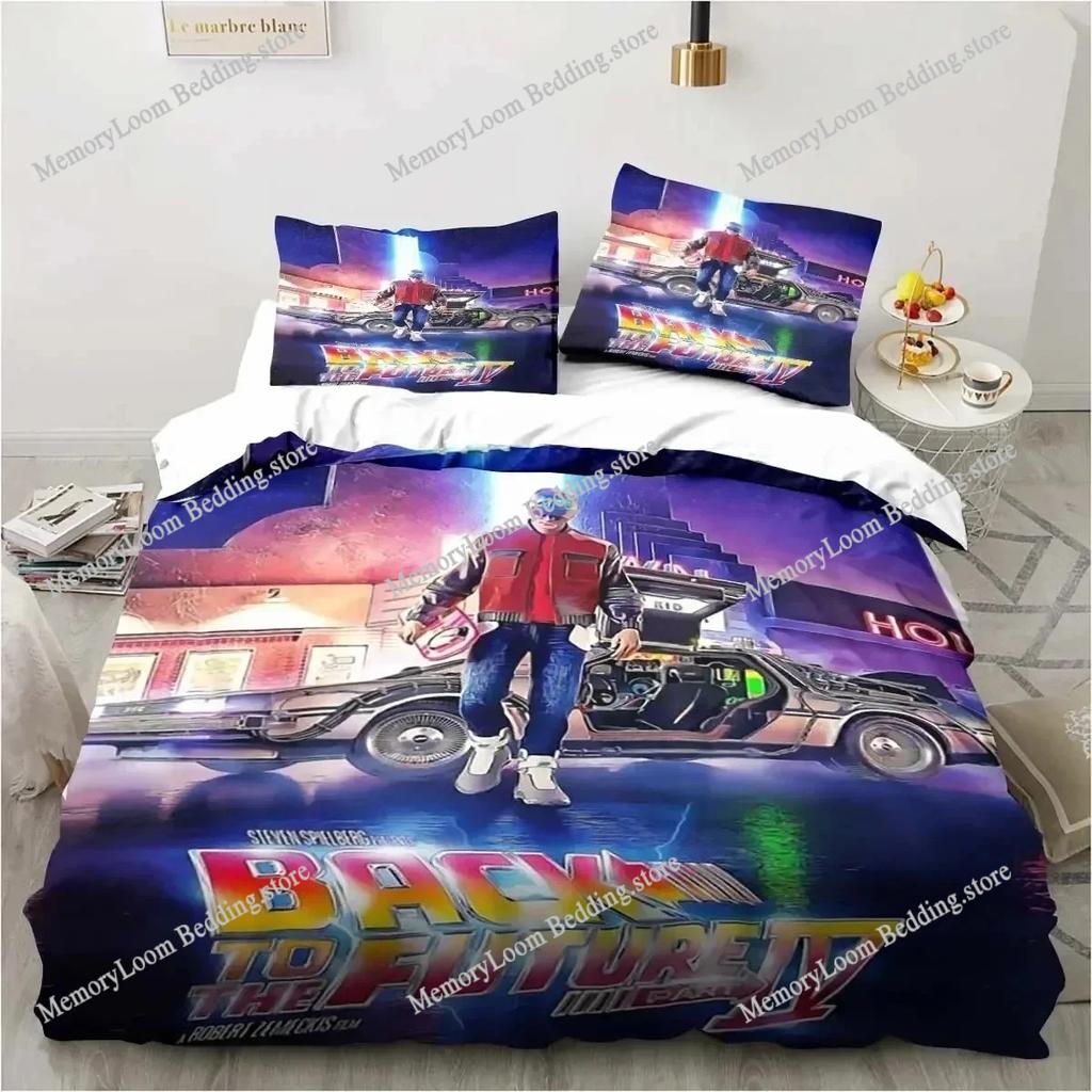 Back To The Future Classic Movie Retro Bedding Set Bed Three Piece Set Single Double Bed Queen Size King Quilt Cover Boy Gift