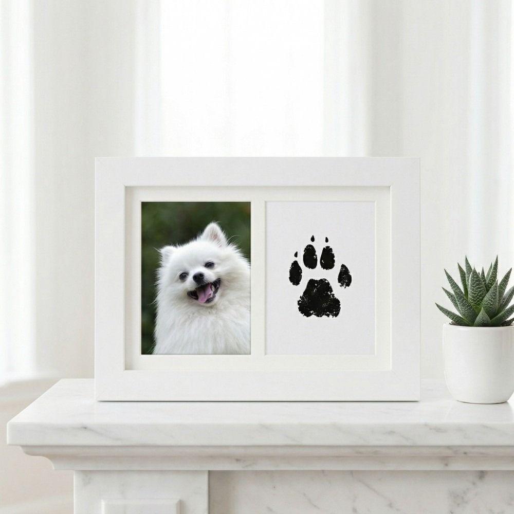 Clean-Touch Ink Pad Pet Paw Print Kit Wooden Paw Print Photo Frame  for Pet Lovers