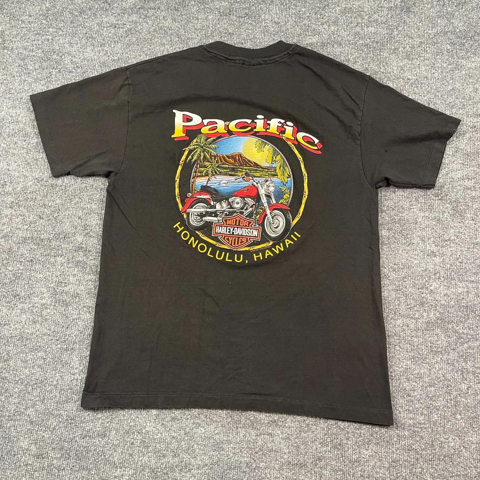 Vintage 1993 Harley-Davidson Pacific Biker Shirt Large 21x27 Honolulu Hawaii 4XL