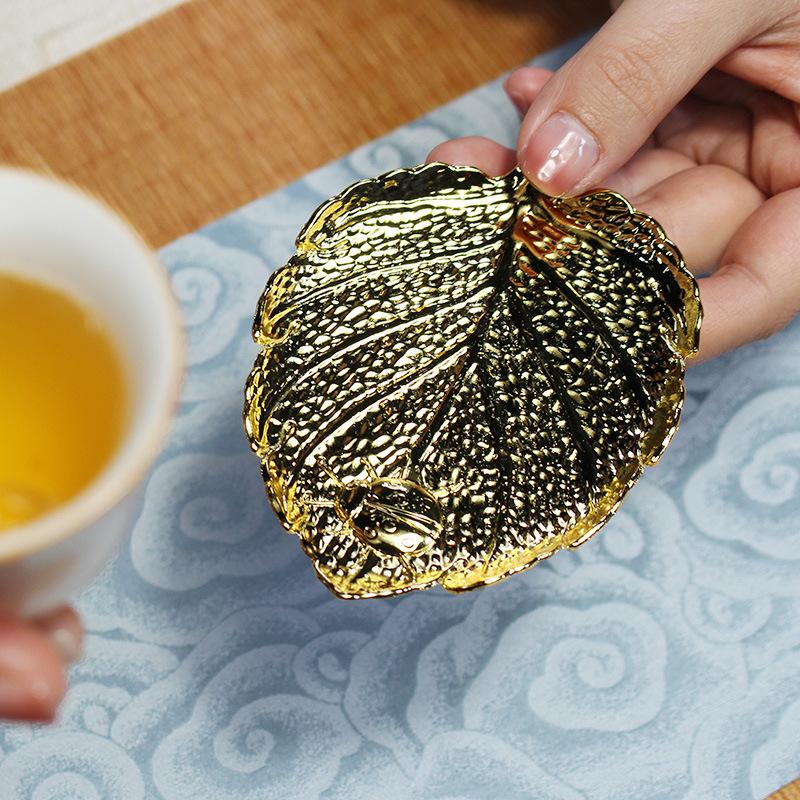 Tree Leaf Tea Set Coasters Cup Holder Insulated Waterproof Non-slip Mat Vintage Classic Alloy Plate Home Accessories Kitchen