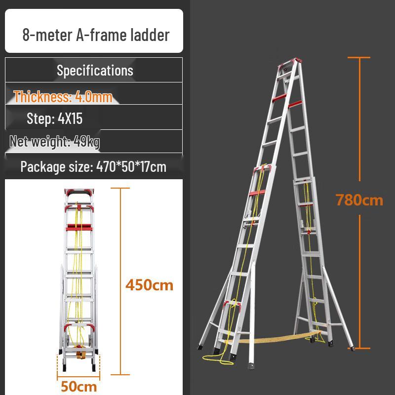 Shanshuo Heavy-Duty Telescopic Foldable A-Frame Ladder