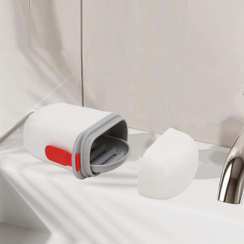 Travel Soap Case PET Leakproof Portable Soap Container with Lid Draining Tray for Traveling Camping Gym