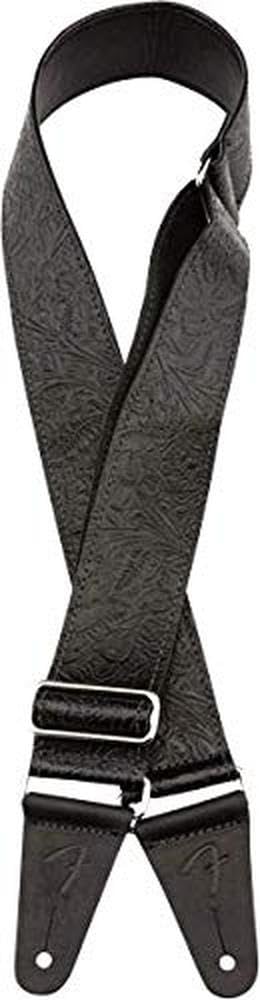 Strap Tooled Leather Guitar Black [Fender] Strap, 2”,