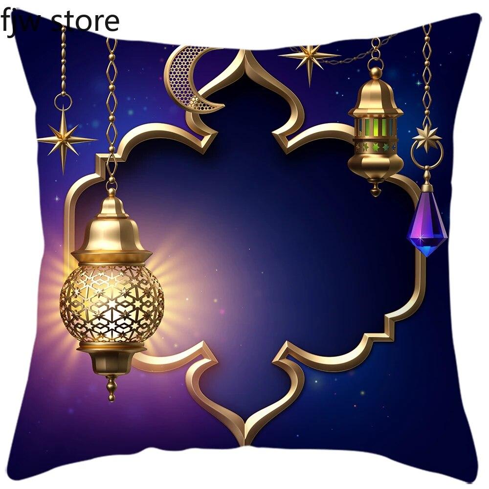2024 New Eid Al Fitr Home Decoration Pillowcases Islamic Muslim Ramadhan Pillowcases Mosque Decorative Pillowcases