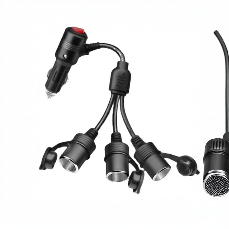Car Cigarette Lighter Splitter Cable With On Off Switch 1 To 2 1 To 3 Power Adapter High Power Socket For Auto Electronic Device