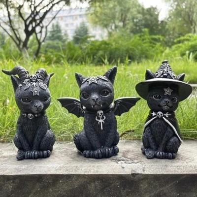 Decorações de Halloween Gatos Mágicos Artesanato em Resina Esculturas Decorações de Mesa para Janela Decorações de Jardim para Gramado Jardim Decorações de Jardim Presente de Feriado