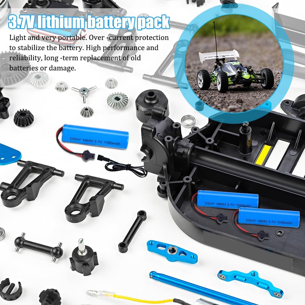 4 Piezas Batería Recargable Li-ion 3.7V 1200mAh con Conector SM-2P + Cable USB – Compatible con Coche RC DE45 DE42 1:14