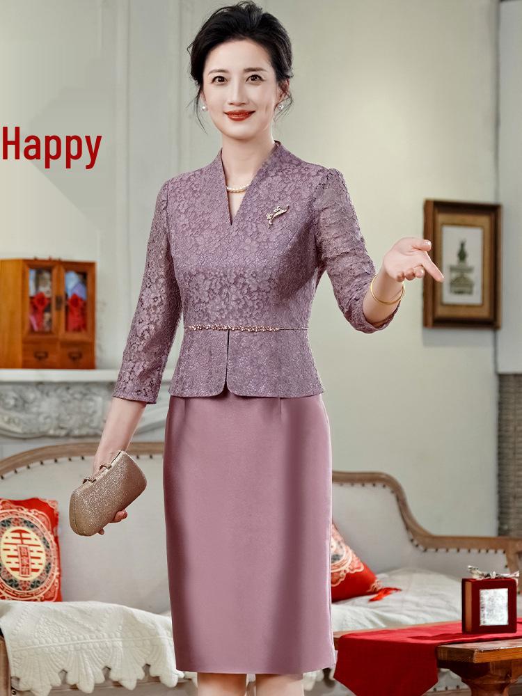 Elegant Purple Two-Piece Mother-in-Law Wedding Outfit 2025 - Fashionable, Slimming Dress Set with Flattering Design