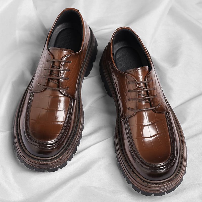 Neue Herrenschuhe Freizeit Dicke Sohle Erhöhend Arbeitsschuhe Niedrig geschnitten Herren Herbst Mode Trendig Britischer Stil Runde Zehenpartie Schuhe 38-44