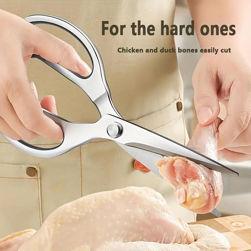 Stainless Steel Kitchen Scissors, Powerful Multifunctional Household Scissors for Meat, Poultry, Free Magnetic Scissors Cover