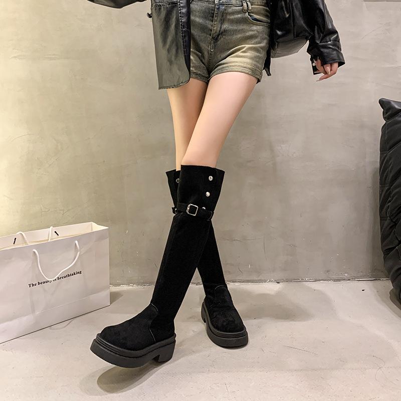 Boots Women's Autumn 2025 Versatile Skinny Retro Temperament Thickness High Over Knee Fashion Boots