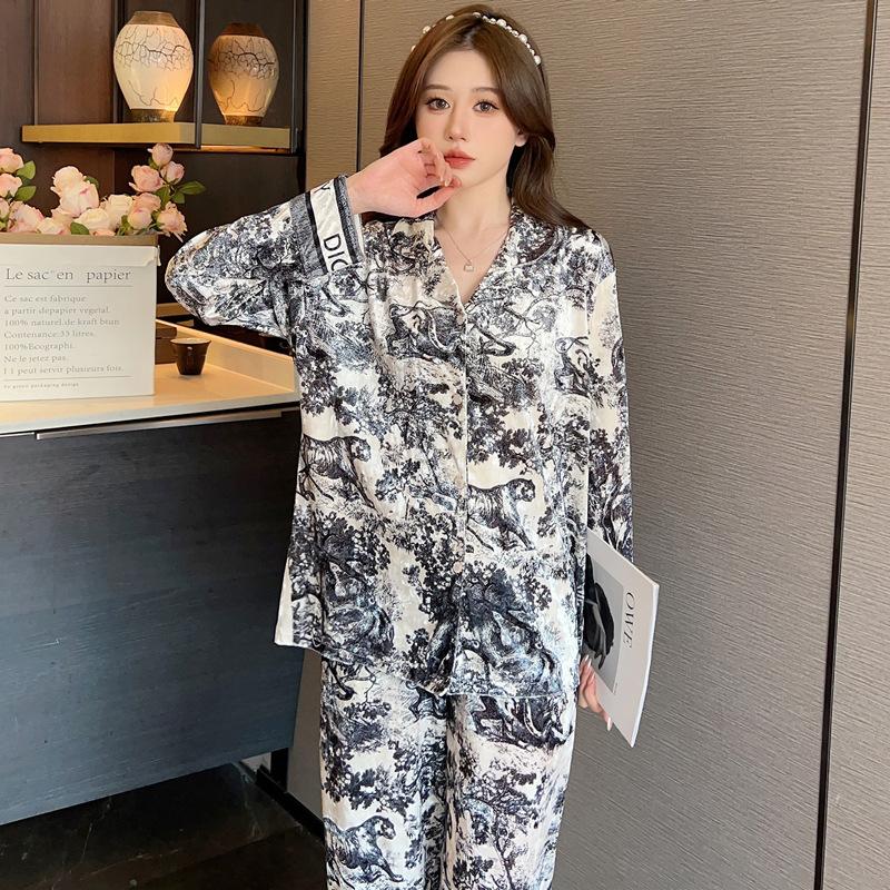 Velvet Pajamas Women Korean Style Casual Warm Long Sleeve Lapel Shirts Pants Home Clothes Two Piece Pajamas