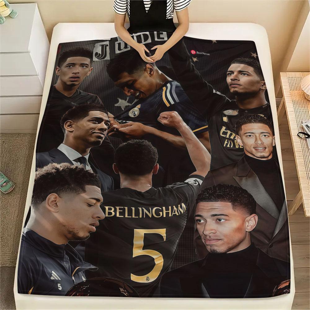 Jude Bellingham Printed Flannel Blanket, Soft Throw for Bedroom Sofa, Washable,soccer Fan Merchandise, Great Gift.