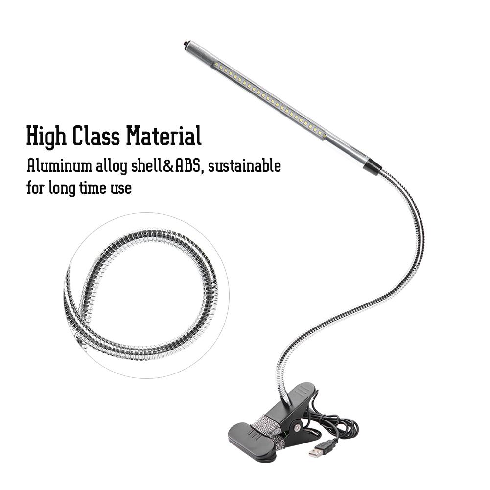 Portable USB LED Clip Table Lamp Adjustable Desk Light for Tattoo/Manicure/Makeup Black
