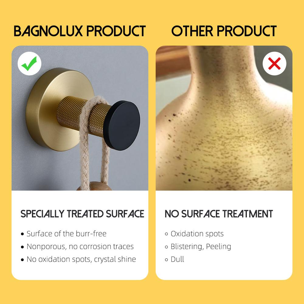 Towel Rack Wall Mounted Towel Rack Brushed Gold Paper Holder& Matte Black Hook Knurled and Combined Colors Toilet Brush Holder