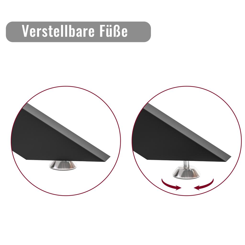 Coffee table made of tempered glass, rectangular coffee table, black shaped metal legs, modern living room table, black-H46/B100/T60 cm