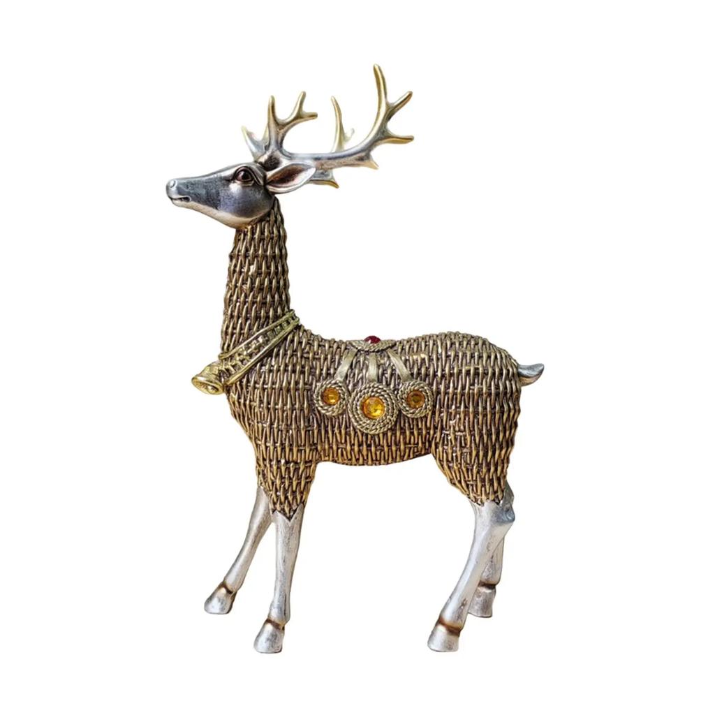 Reindeer Figurines Resin Deer Statues Nordic Miniature Deer Sculptures, Ornaments for Bedroom, Office Tabletop Cabinet Decor