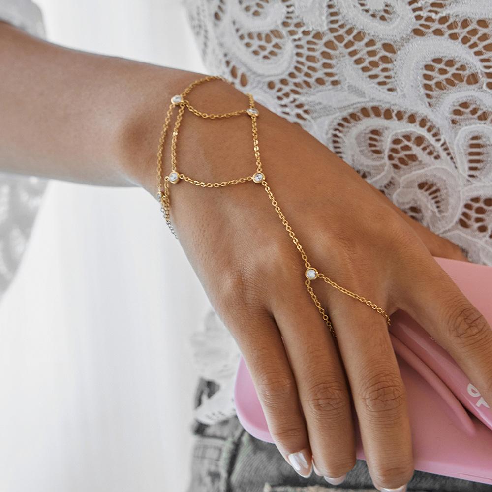 Light Luxury Niche High-end Zircon Finger Bracelet Fringed Jewelry