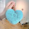Love Heart Plush Bag Pendant Fluffy Ball Car Key Ring Imitation Rabbit Fur Solid Color Key Chain Bag Accessories