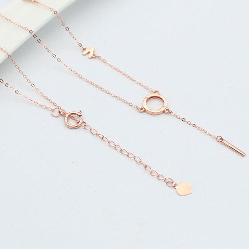 Color Gold Simple Exquisite Women'S Love Letter Necklace Purple Gold Plated Rose Gold Collarbone Chain