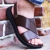 2024 Summer Men Sandals Genuine Leather Shoes Men Beach Sandals Flat Holiday Cow Leather Male Black Sandal Footwear