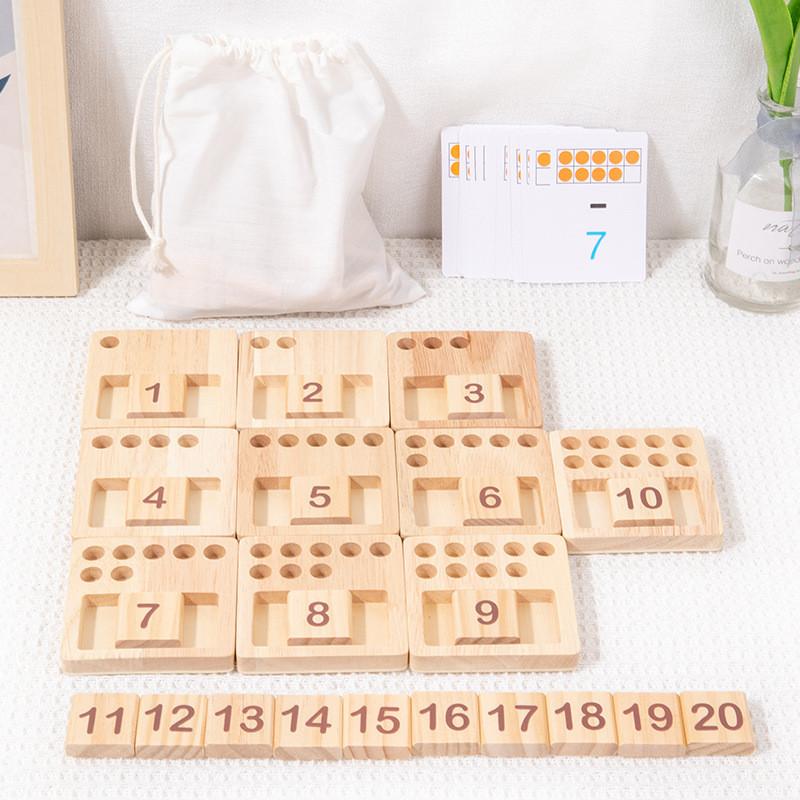 Number Wooden Puzzle Board With Insert Sticks Children Cognitive Development Toy