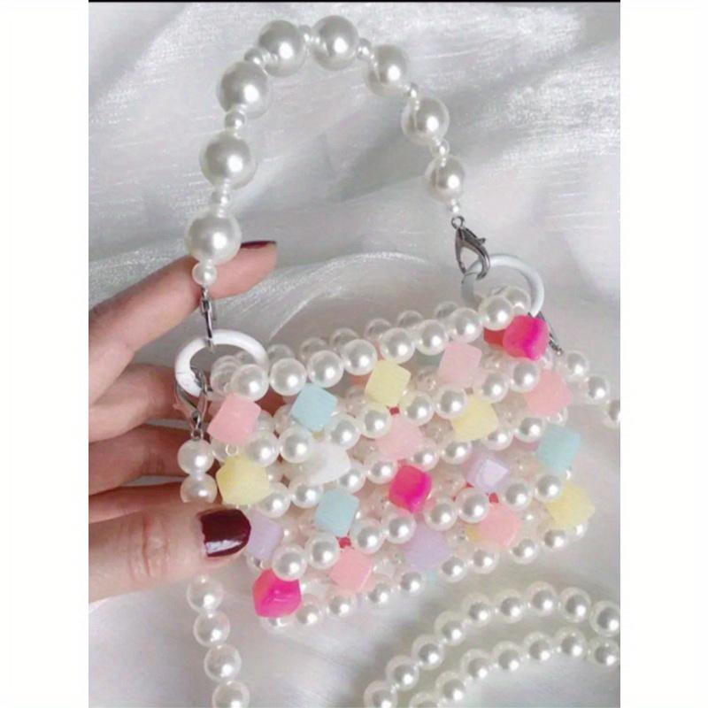 Mini Heart-Shaped Bead Square Bag With Color Matching Fashion, 1 Fashionable Colorful Heart-Shaped Bead Square Bag, DIY Hand Woven Bead