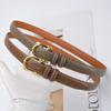 New Korean Version Retro Top Layer Cowhide Belt for Women Simple Black Versatile Genuine Leather Belt Retro Gold Buckle Jeans Belt