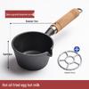 ZISIZ Cast Iron Mini Hot Oil Pan with Wooden Handle