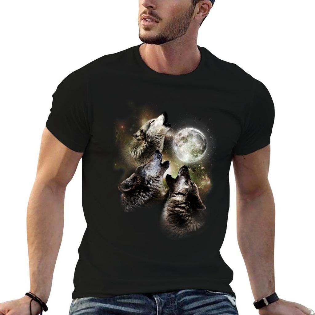 Three Wolves Howling At the Moon T-Shirt T Shirt for Man Anime T Shirts for Man Man T Shirt Lux