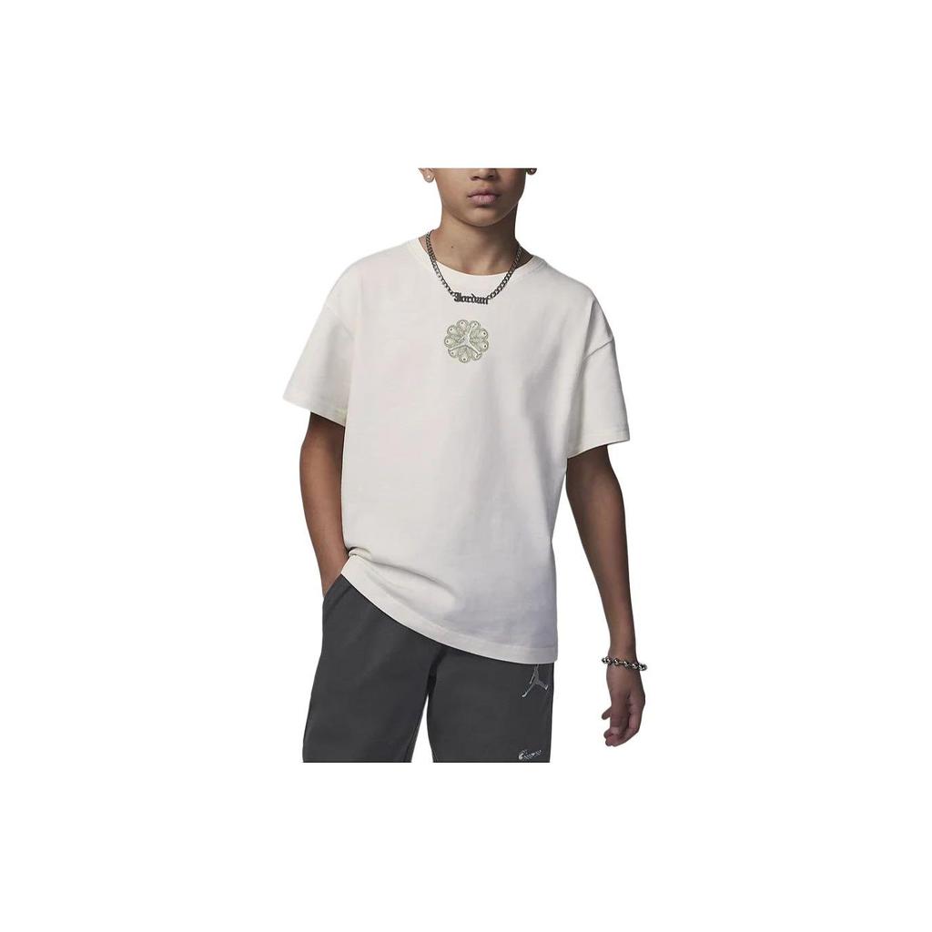 Jordan Harmony Logo Printed Round Neck Casual Short Sleeve T-Shirt Kids Tops Sail-White HJ8055-133