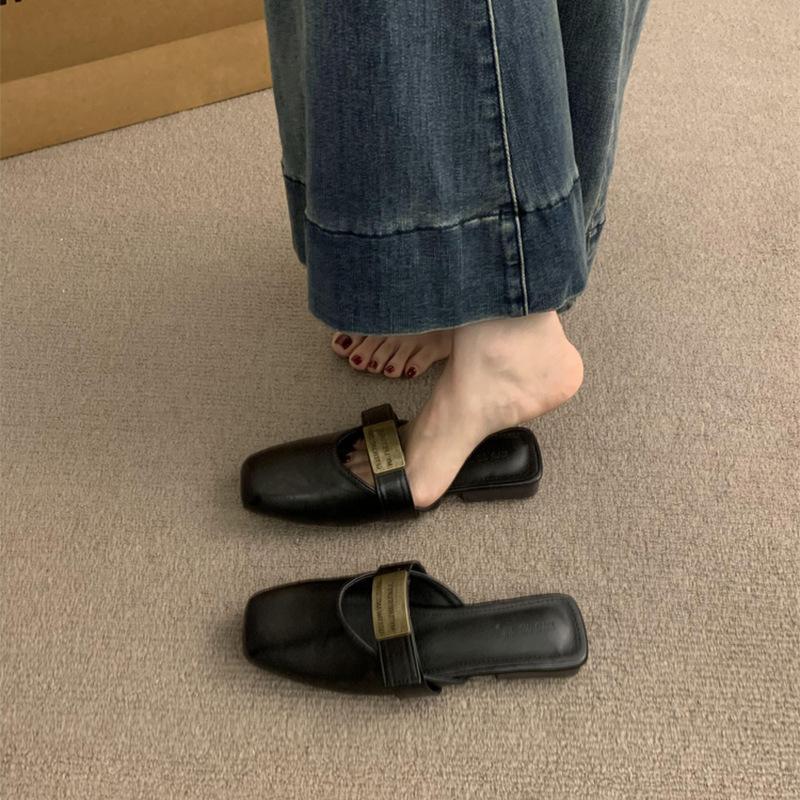 

Нишевая коричневая сумка в стиле ретро, полушлепанцы, женская обувь 2025 весна, с юбкой, вечерние туфли Мэри Джейн 39 чёрный