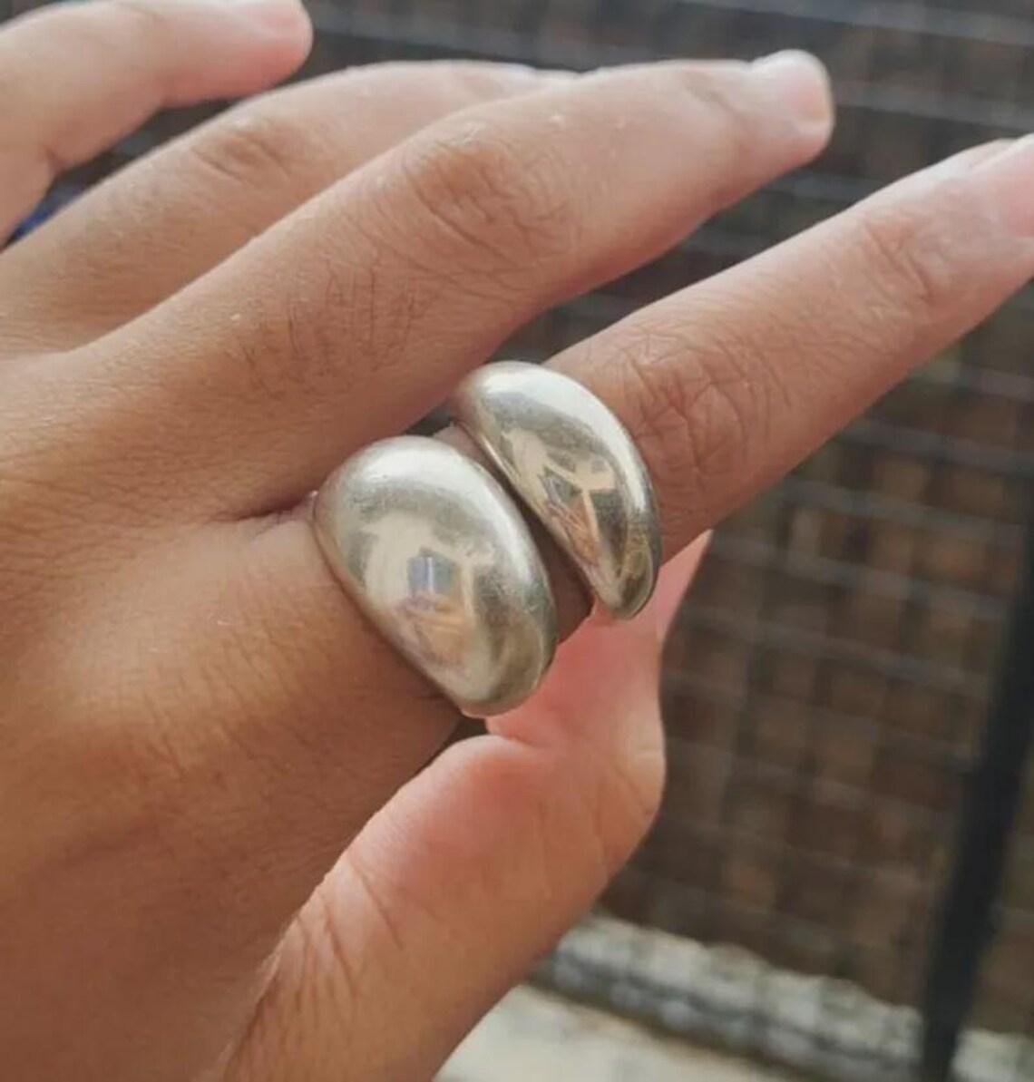 

Кільце з срібла 925 проби, набір з 2 кілець-куполів, широке ефектне кільце, жіноче срібне кільце, масивне велике кільце-купол, важке кільце-обручка, ефектне кільце, подарунок 4