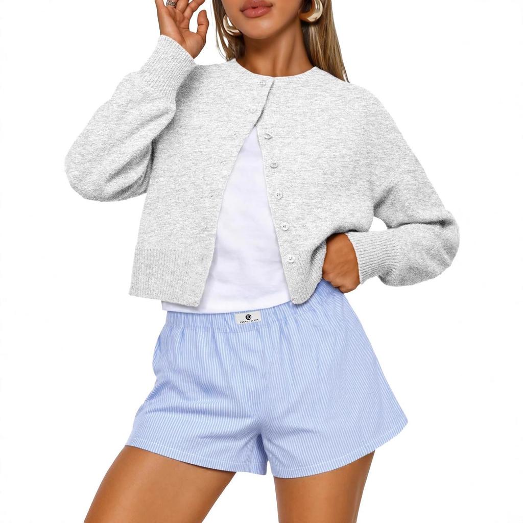 Cropped Cardigan Sweaters for Women Fall Fashion Clothes 2026 Lightweight Knit Button-Down, Versatile Layering Piece for Fall, Spring & Office Wear