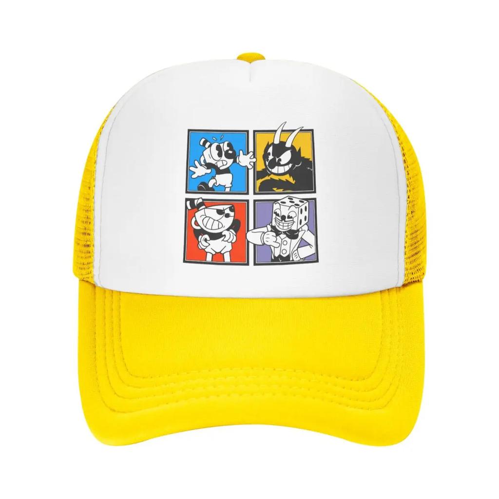 Personalized Cuphead Characters Trucker Hat Unisex Women Adjustable Adult Cartoon Game Baseball Cap Hip Hop Dad Hat