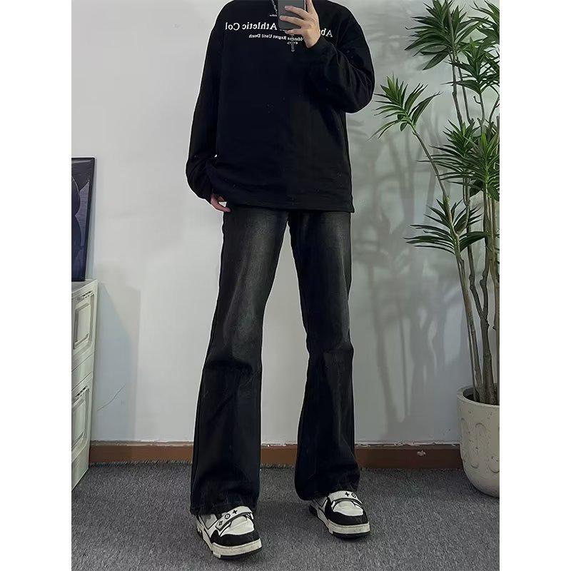 

Мужские черные градиентные джинсы микро-клеш - Модные, в американском ретро-стиле, брюки в стиле панк для весны и осени XXL чёрный