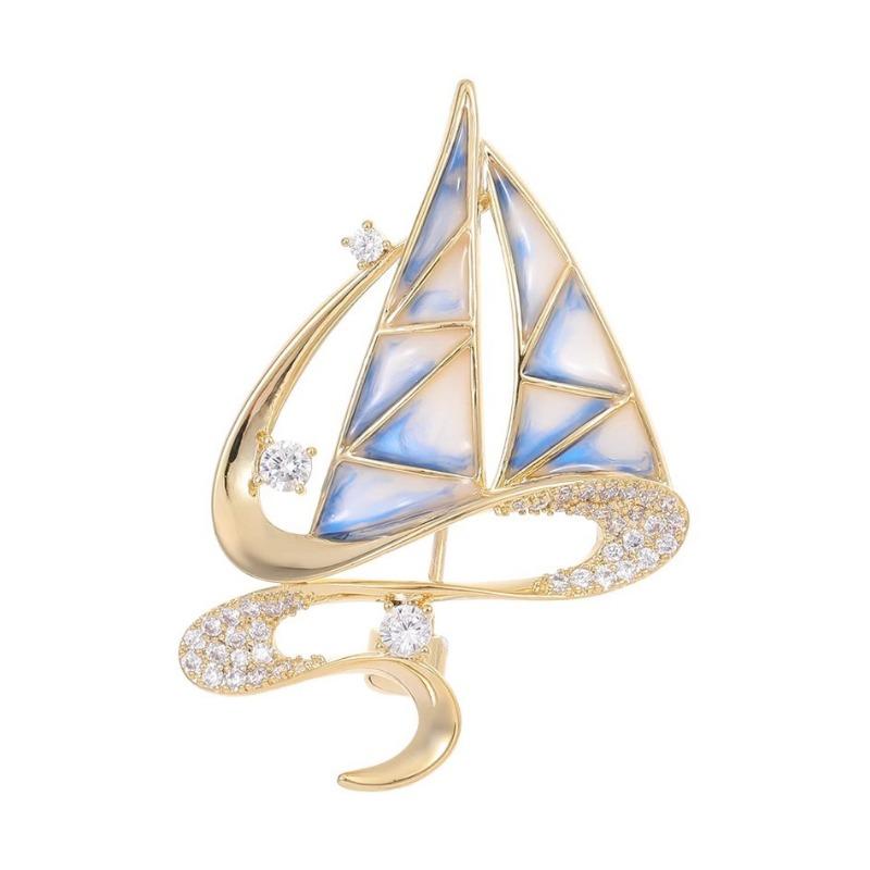 Smooth Sailing Brooch, High-end Women's Exquisite Enamel Sailboat Brooch, Niche Design Sense Brooch