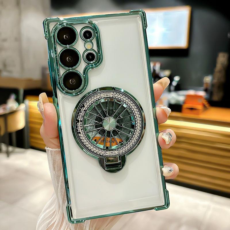

Luxury Plating Airbag Shockproof Case For Samsung S26 S25 Ultra S23 Plus S20 S22 S21 S24 FE Rotating Gyro Bracket Magnetic Cover Galaxy S20