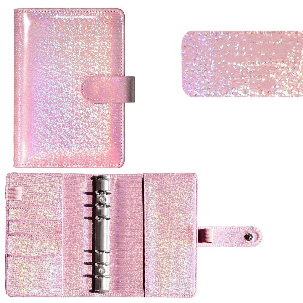 Macaron Glitter Farbe A6 PU Leder DIY Binder Notebook Abdeckungen Tagebuch Bücher Zeitplan Papier Abdeckungen Schule Schreibwaren