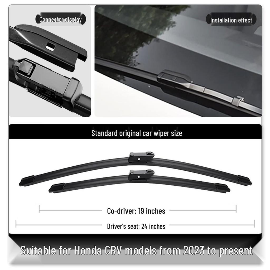 Compatible Honda CR-V Wiper Blades: Front 17", Rear 19", Rubber Strip 21" for 2007-2023 Models.