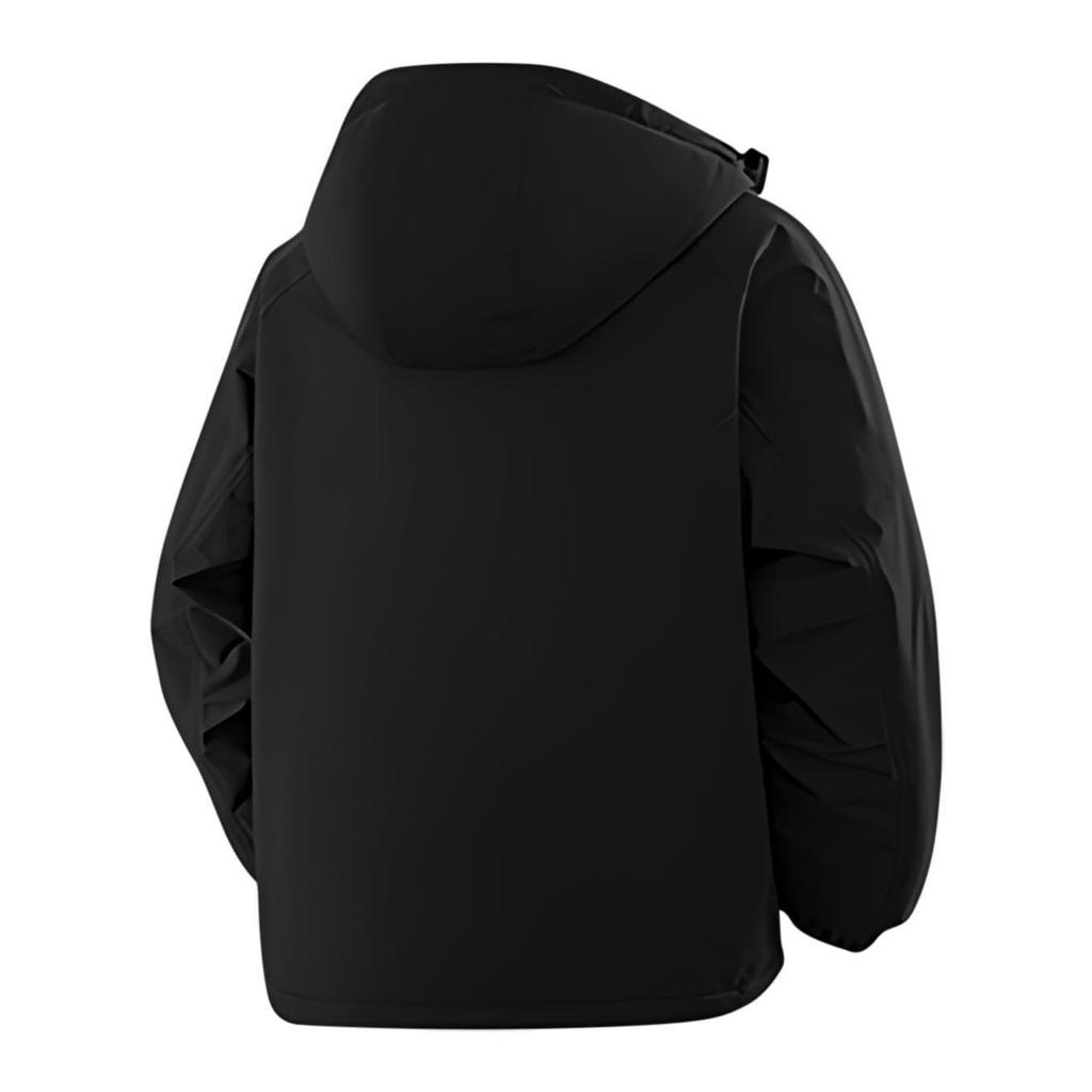 Men's And Women's Casual Solid-color Warm Graphene Hooded Cotton-padded Jacket, Men's Outdoor Large Pocket Workwear Thickened Down Jacket