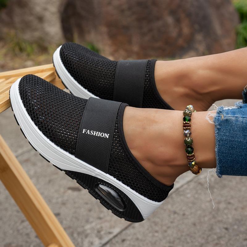 Fashion Women Wedge Slippers Summer Mesh Breathable Casual Slippers Air Cushion Sport Slippers Women's Orthopedic Diabetic Half Slipper