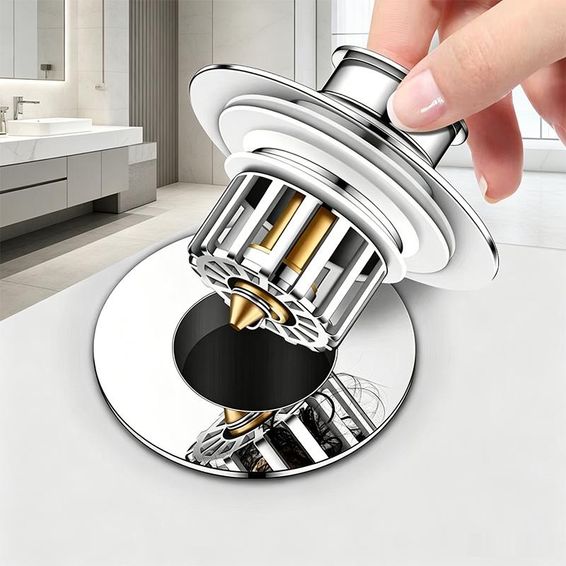 Sink Drain Plug Brass Odor-Proof Pop-Up Core Push-Down Basin Drain Modern Minimalism Universal Accessory for Bathroom