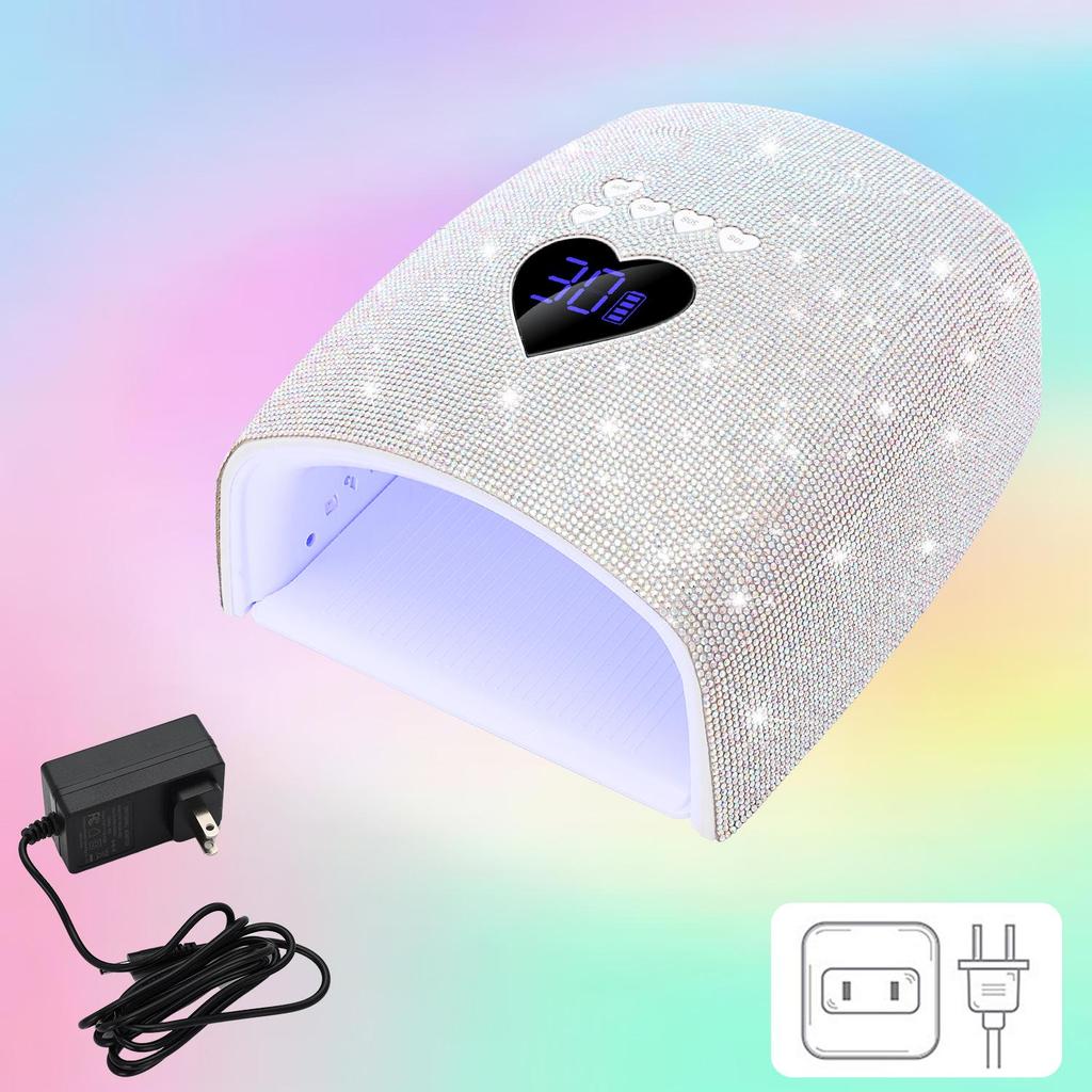 220W Rhinestone Dual Light Nail Lamp: Portable, Quick-Dry, Gel-Curing with No Blackening