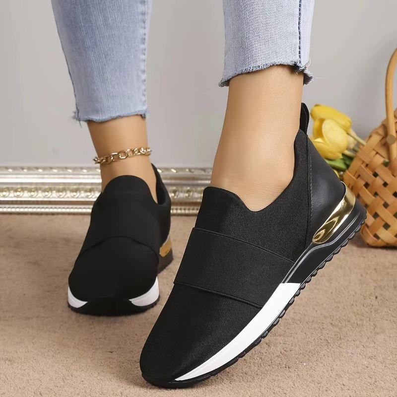 Summer Women's Elastic Mesh Surface Casuals Rubber Soft Sole Breathable Slip On Sneakers Solid Color Flat Casual Shoes for Women