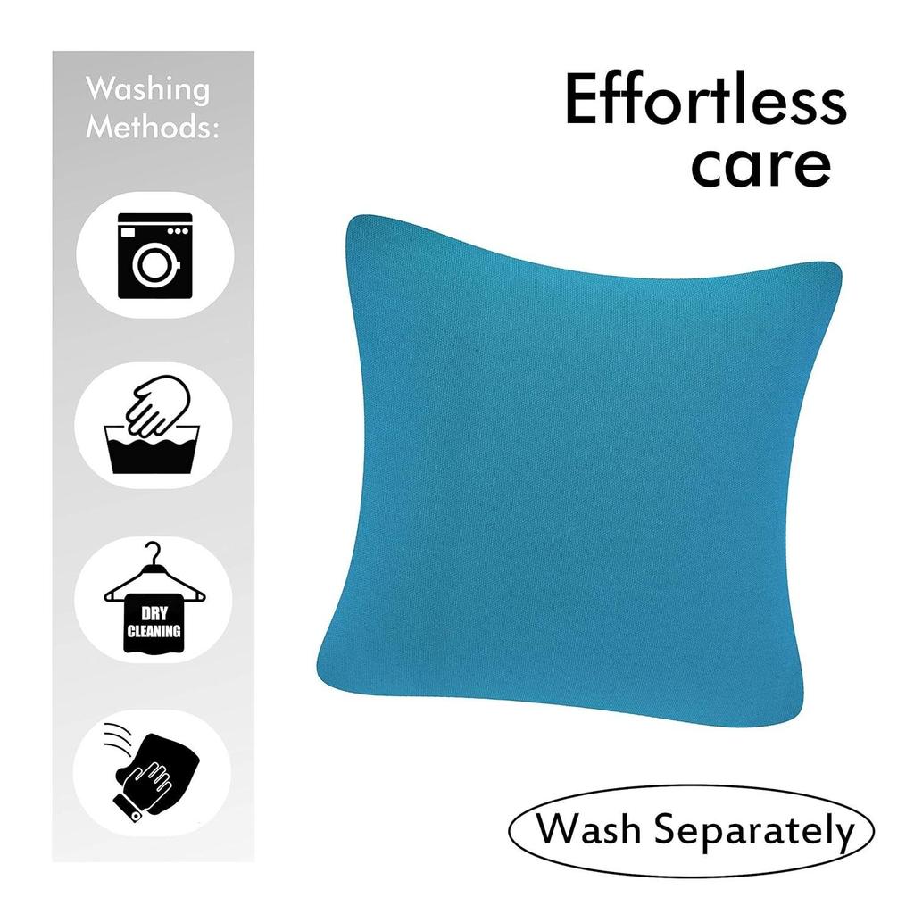 Cotton Canvas Decorative Cushion Covers, (16 X 16 Inch), Set of 5, Sky Blue, 250 TC